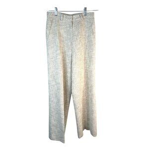 CNoir Womens Small Tweed Straight-Leg High Rise Dress Pants Blend Neutral